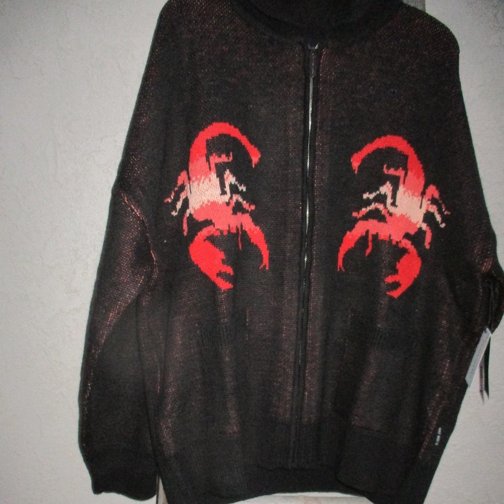 NWT SPIRIT JERSEY ~ WRATH SCORPION CARDIGAN SWEATER ~ XXL ~ ZIPPER ~ POCKETS - Picture 4 of 9